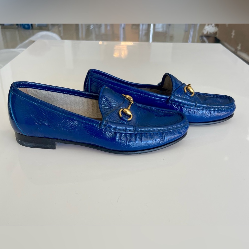 Gucci Blue Patent Leather 1953 Horsebit Slip On Loafers Size 34 - Picture 7 of 7